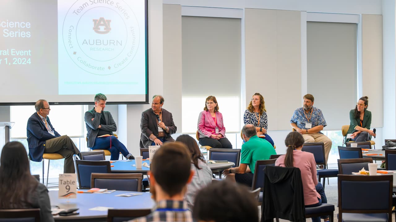 panel of speakers at an event